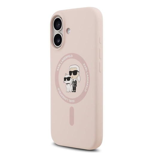 Karl Lagerfeld Liquid Silicone Karl and Choupette MagSafe etui iPhone 17 (Różowy)