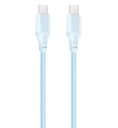 XO NB-Q291B Type-C-Type-C adatkábel (Kék) - 60W, szőtt bevonat, átlátszó ház