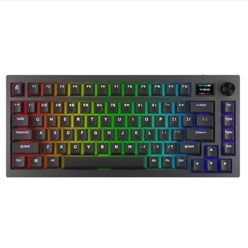 AVAX GM02 PRO 75% Gasket RGB Tri-mode mechaniczny klawiatura (Czarny) - Gateron brązowy przełącznik, węgierski układ