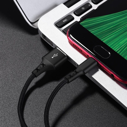 Borofone BX20 microUSB kabel, tkanina, 2A, 1m, czarny