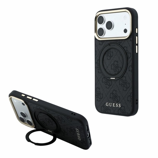 Apple iPhone 18 Pro Max Guess 4G Ring Stand MagSafe etui ochronne (Czarny) (GUHMP18X6PS4RSCLK)