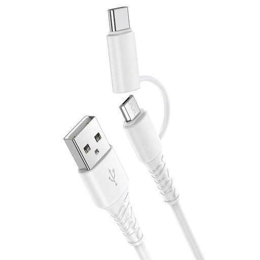 Hoco X54 2in1 kabel (microUSB + lightning), 1M, 2.4A, biały