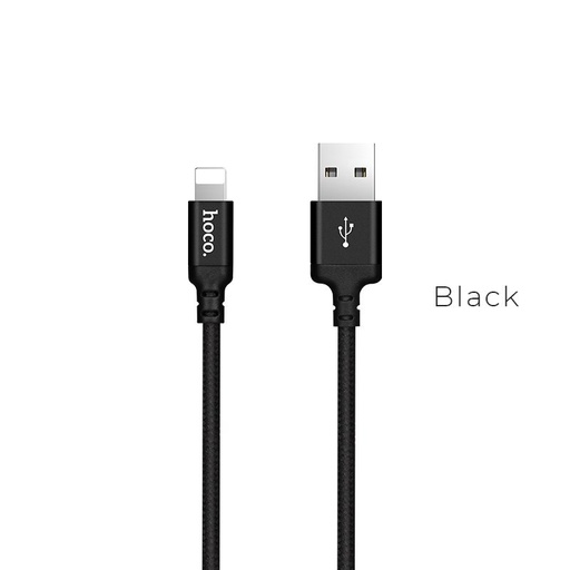 Hoco X14 lightning kabel (pokrycie z tkaniny), tkanina, 2,4A, 2m, czarny