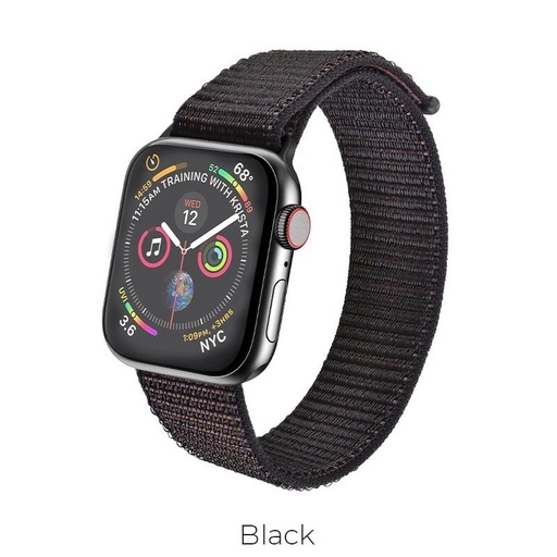 Hoco Apple Watch Series1/2/3/4/5(38/40mm) WB06 nylon pasek sportowy, Czarny