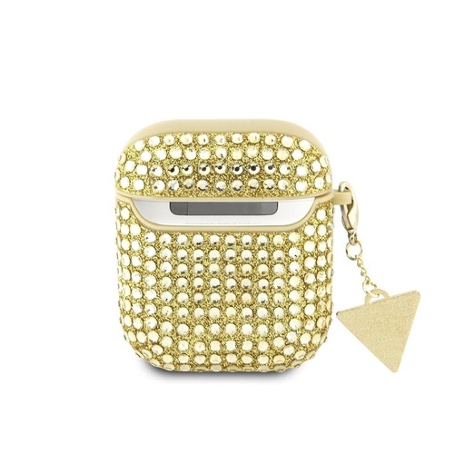 Guess Rhinestones Triangle Metal Logo etui AirPods 1/2 (Złoty) - GUA2HDGTPD