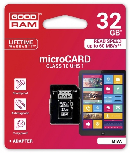 Goodram microSDHC + adapter 32GB class10 karta pamięci
