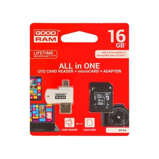 Goodram microSDHC + adapter + OTG czytnik 16GB class10 karta pamięci