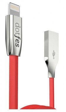 Dotfes A04 tkanina cynk stop lightning kabel, czerwony