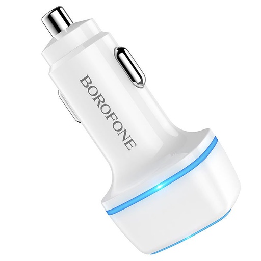 Borofone BZ14 samochodowy ładowarka (2xUSB port), 5V 2.4A, biały