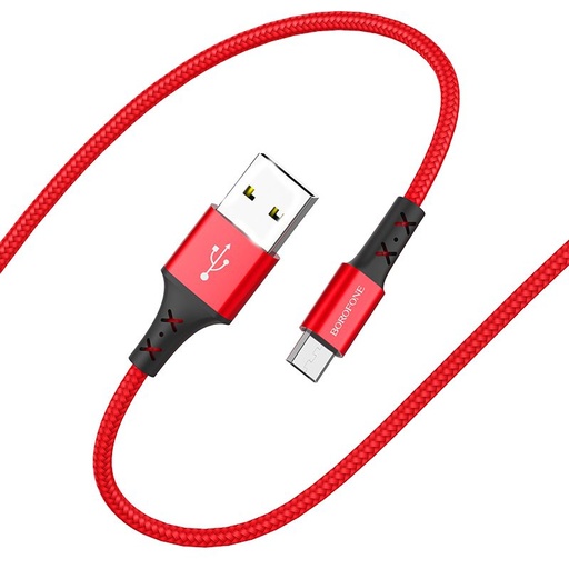 Borofone BX20 microUSB kabel, tkanina, 2A, 1m, czerwony
