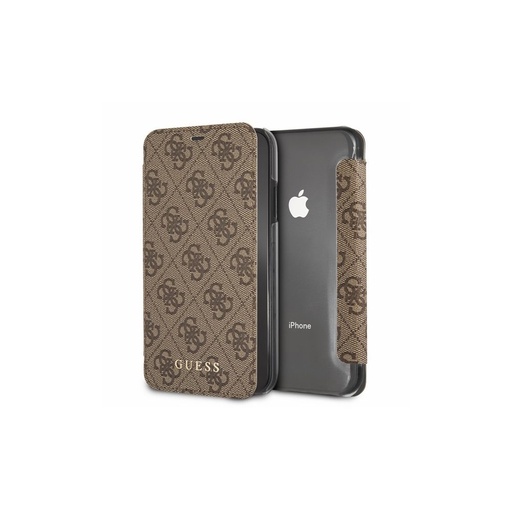 Apple iPhone X / iPhone XS GUESS Charms collection premium etui z klapką (Brązowy)
