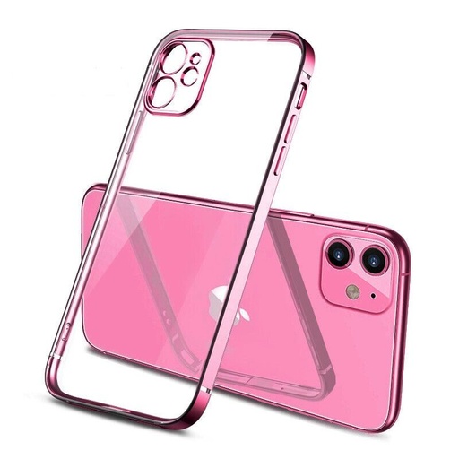 Apple iPhone 14 Pro electroplate z osłoną aparatu silikonowy etui na plecki (Różowy)