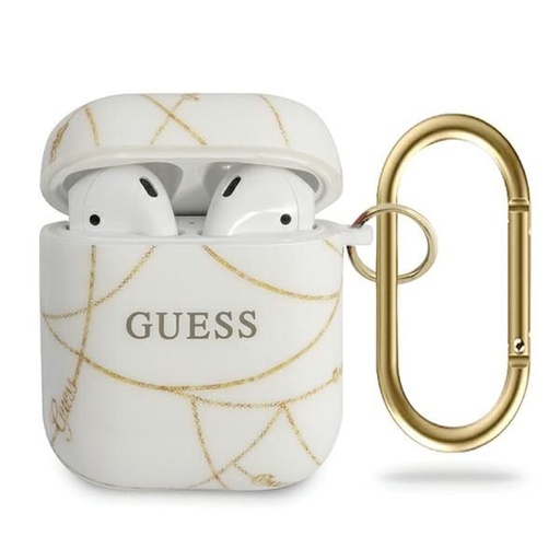 AirPods Guess Złoty Chain etui (Biały) - GUACA2TPUCHWH