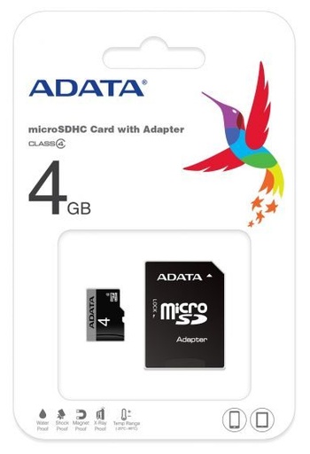 ADATA microSDHC + adapter 4GB class4 karta pamięci