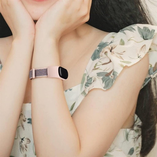Xiaomi Mi Band 3/4/5/6 nylon pasek, jasny różowy