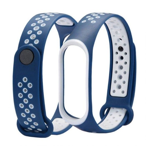 Xiaomi Mi Band 3/4/5/6 silikonowy pasek, morski/biały