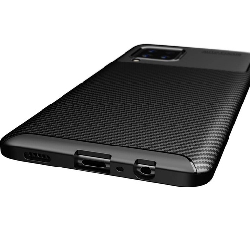 Samsung Galaxy A12 carbon fiber silikonowy etui na plecki, (Czarny)