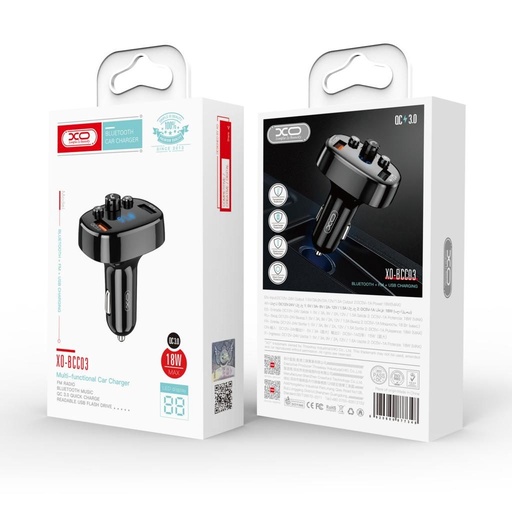 XO BCC03 FM transmitter, dual-port, 18W, czarny