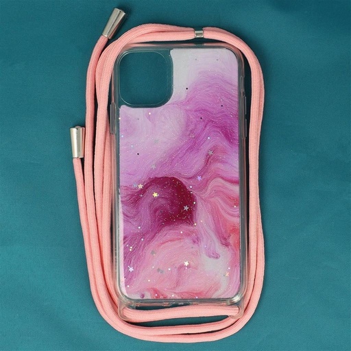 Apple iPhone 11 na szyję wiszący glitter etui na plecki (Różowy)