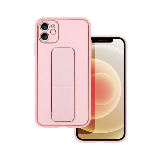 Apple iPhone 12/12 Pro skóra etui ochronne wysuwany ze stojakiem, magnetyczny uchwyt samochodowy kompatybilny (Różowy)