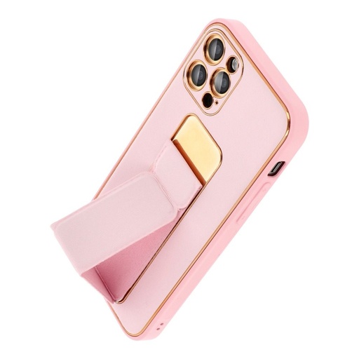 Apple iPhone 13 Pro Max skóra etui ochronne wysuwany ze stojakiem, magnetyczny uchwyt samochodowy kompatybilny (Różowy)