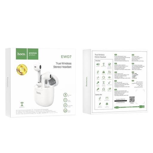 Hoco EW07 bezprzewodowy headset, BT v5.0, etui ładujące 300mAh, słuchawki 30mAh 4 godzinny połączenie/muzyka i 120 zegarek czuwania czas, fe