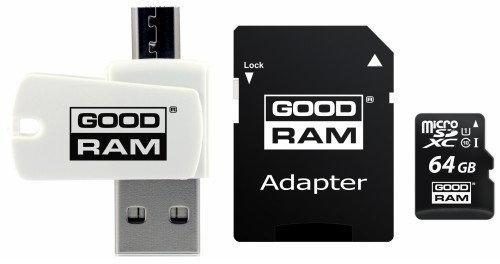 Goodram microSDHC + adapter + OTG czytnik 64GB class10 karta pamięci