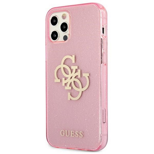 Apple iPhone 12 / iPhone 12 Pro GUESS TPU Big 4G Full Glitter iPhone etui na plecki (Różowy - GUHCP12MPCUGL4GPI)