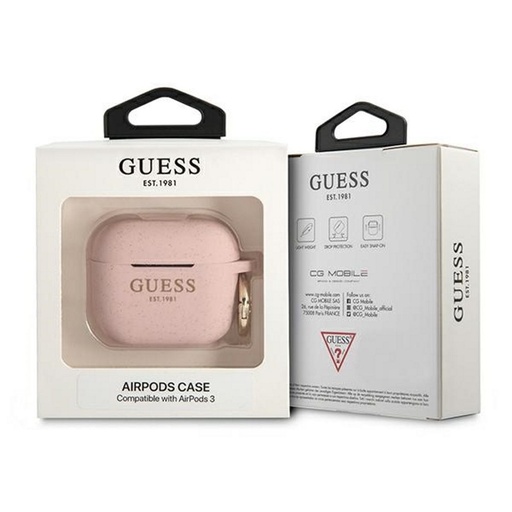 AirPods 3 Guess Glitter Printed Logo etui (Różowy) - GUA3SGGEP