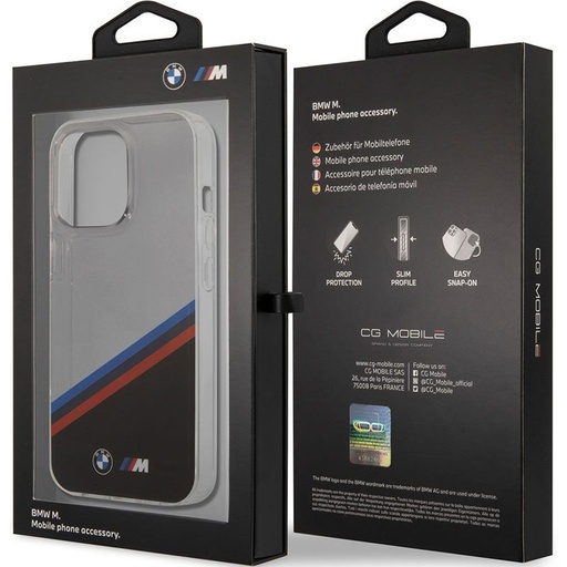 Apple iPhone 13 mini BMW M PC/TPU etui – Tricolor Stripe (Przezroczysty) - BMHCP13SMHLPK