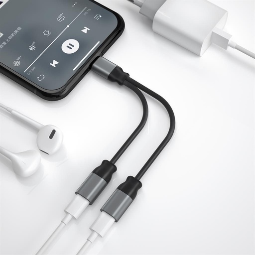 XO NBR160A Lightning audio adapter (Czarny) – podwójny Lightning złącze z mikrofonem