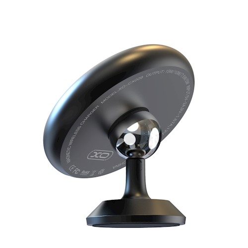 XO CX009 magnetyczny samochodowy uchwyt na telefon, na deskę rozdzielczą przyklejany , bezprzewodowy z ładowaniem (max 15W), czarny