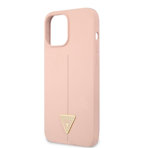 Apple iPhone 12/12 Pro Guess Silicone Line Triangle etui (Różowy) - GUHCP12MSLTGP
