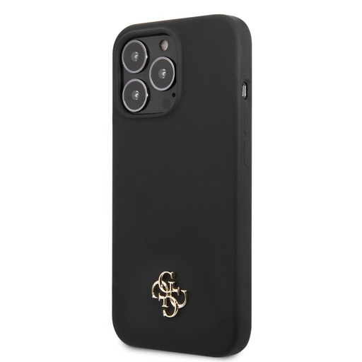 Apple iPhone 13 Pro Guess 4G Silicone Metal Logo etui (Czarny) - GUHCP13LS4LK