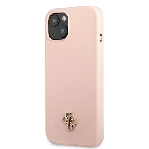 Apple iPhone 13 mini Guess 4G Silicone Metal Logo etui (Różowy) - GUHCP13SS4LP