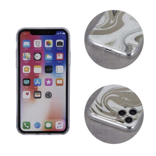 Apple iPhone 7 / iPhone 8 / iPhone SE 2020 / iPhone SE 2022 wave marmur wzorzysty silikonowy etui na plecki (Biało-złoty)