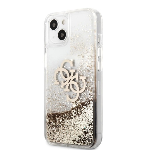 Apple iPhone 13 mini Guess TPU Big 4G Liquid Glitter etui (Złoty) – GUHCP13SLG4GGO