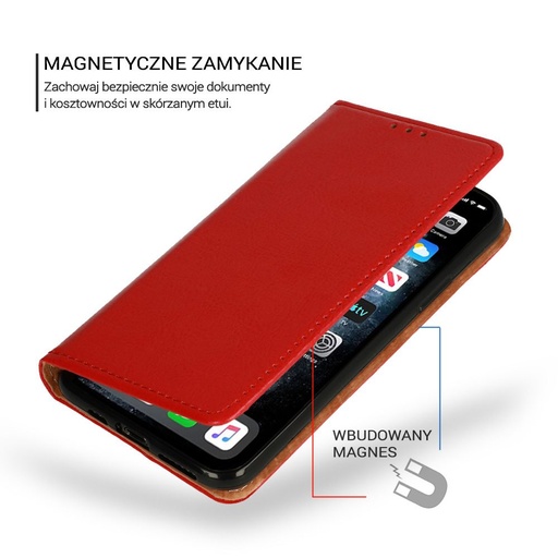 Samsung Galaxy S22 oryginalny skóra etui z klapką (Czerwony)