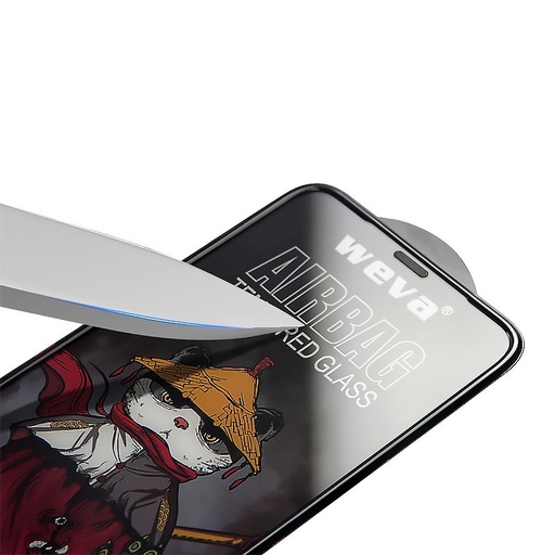 Apple iPhone 13 Pro Max / 14 Plus (6,7) Weva airbag premium szkło hartowane, przezroczysty (czarny z ramką)