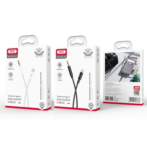 XO NB-R211B USB-C–3.5 mm audio kabel (Biały–Niebieski)