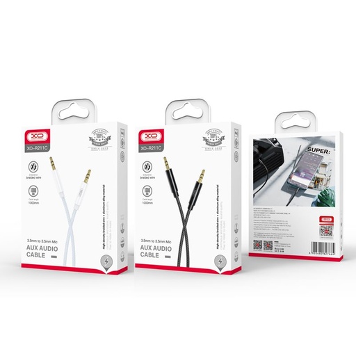 XO NB-R211C 3.5 mm–3.5 mm audio kabel (Biały–Niebieski)