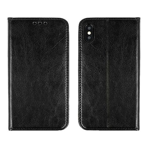 Apple iPhone 11 oryginalny skóra etui z klapką (Czarny)