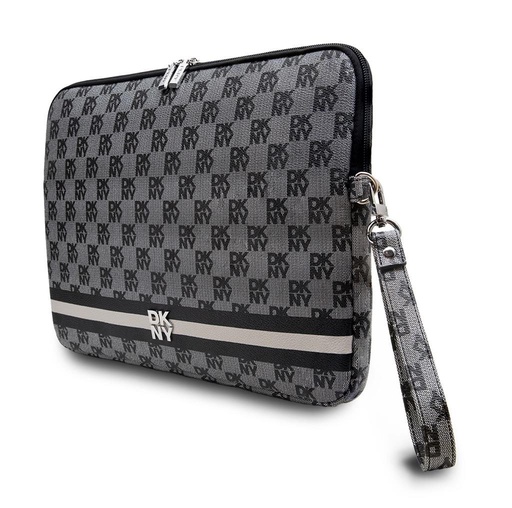 DKNY PU Leather Checkered Pattern and Stripe Laptop etui 15" - 16" (Czarny - DKCS16PVSHLK)
