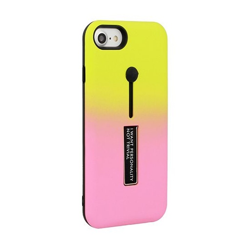 Apple iPhone 6/ 6S ring finger stand etui na plecki, żółty - różowy