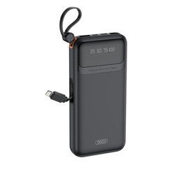 XO PR278 power bank 10000 mAh (Czarny) – cyfrowy ekran, 4 wbudowany kabel (USB-A, USB-C, MicroUSB, Lightning)