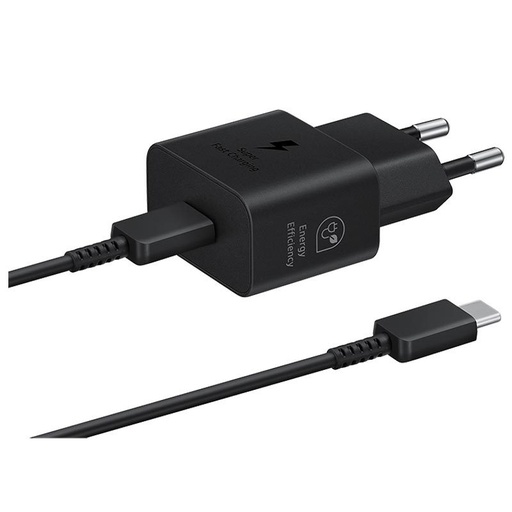 Samsung USB-C sieciowy szybka ładowarka 25W + USB-C kabel (Czarny)