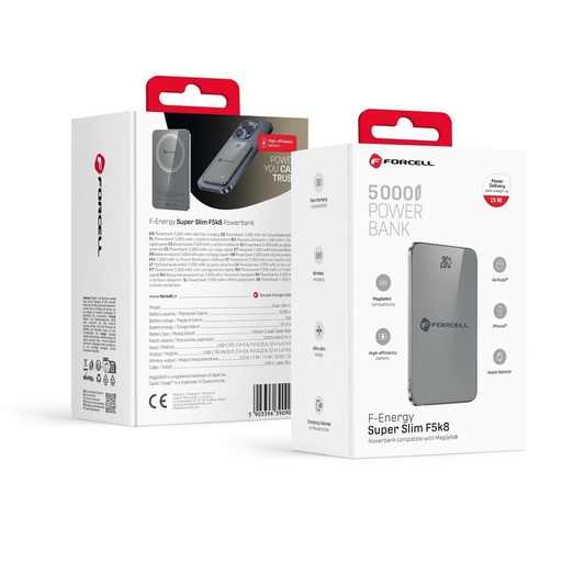 Forcell F-Energy SuperSlim F5K8 MagSafe power bank 15W 5000 mAh (Czarny)