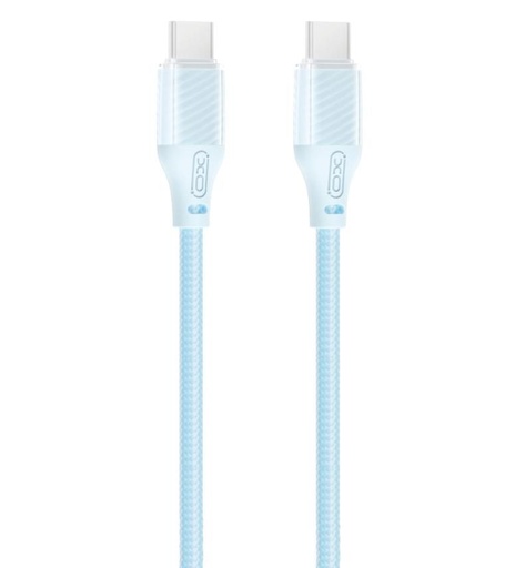 XO NB-Q291B Type-C-Type-C kabel do transmisji danych (Niebieski) - 60W, tkany powłoka, przezroczysty obudowa