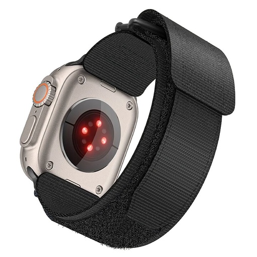 Forcell F-Design FA05 nylon na rzep pasek Apple Watch 42 / 44 / 45 / 49 mm (Czarny)