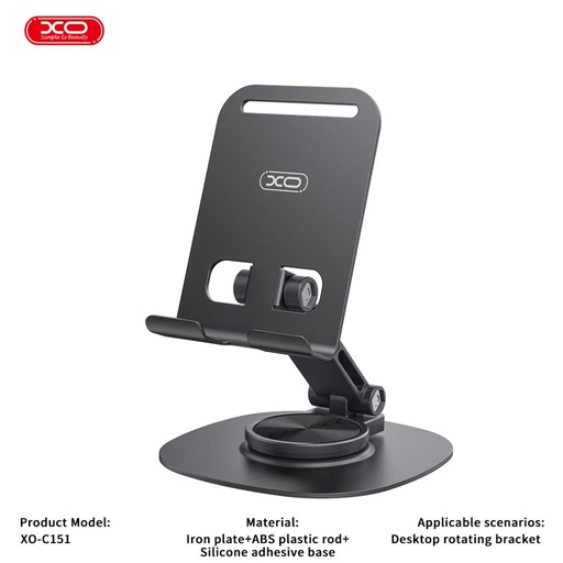 XO C151 metal 360°-ban obrotowy biurkowy uchwyt (Czarny)